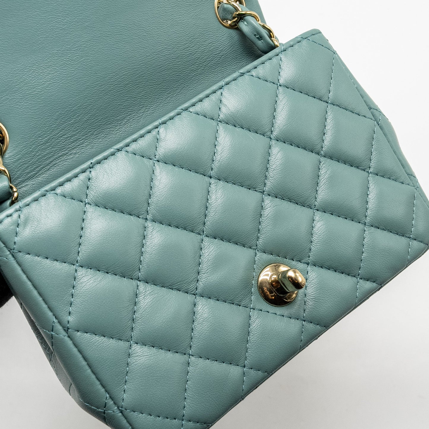 Chanel Mini Square Flap Bag Lambskin Green L (Microchip)