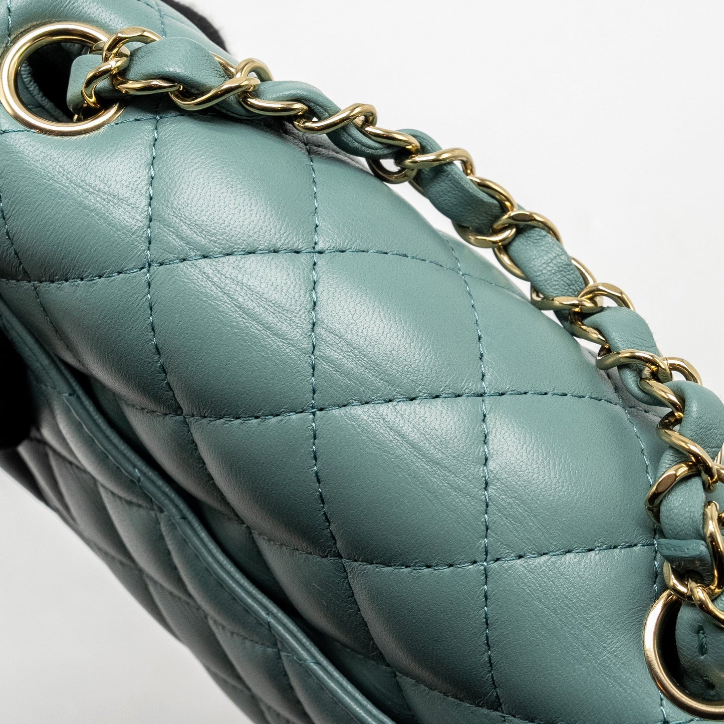 Chanel Mini Square Flap Bag Lambskin Green L (Microchip)