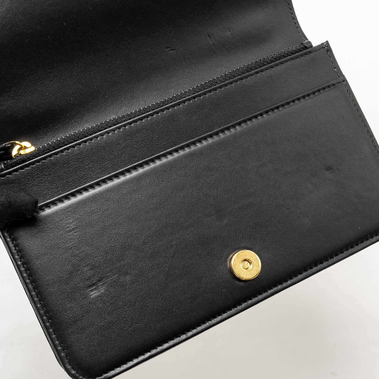 Chanel flap wallet with chain caviar black  (microchip)