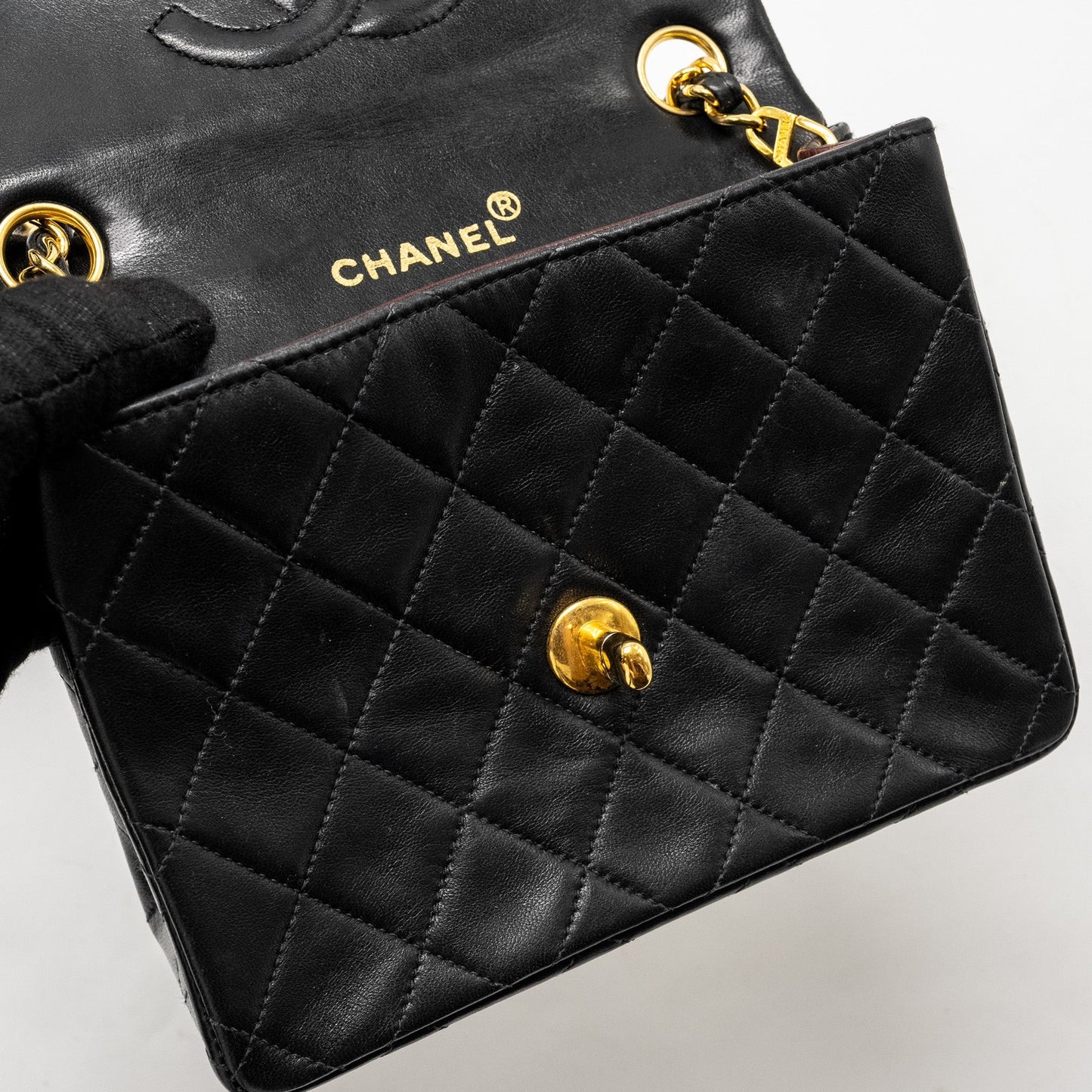 Chanel  Mini Square Flap Bag Lambskin Black