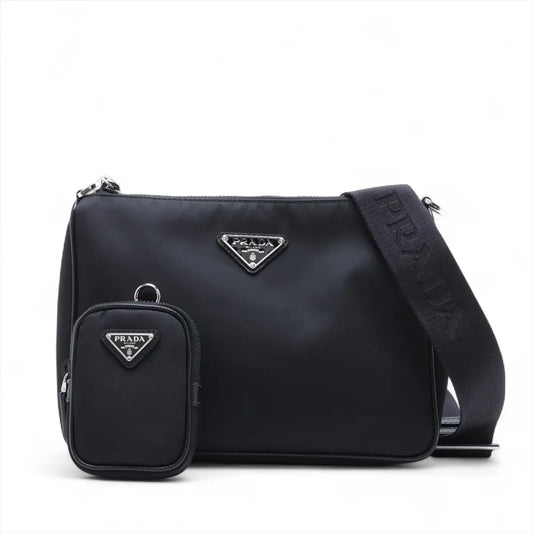 Prada Black Re-Nylon and Saffiano Leather Shoulder Bag [Clearance Sale]