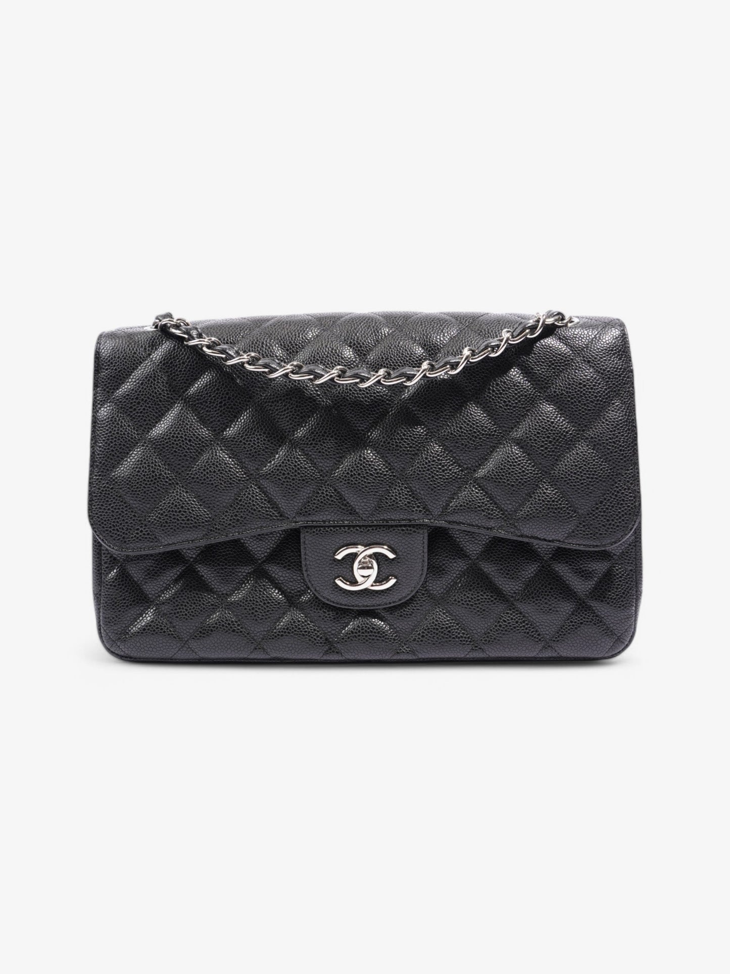 Chanel Classic Double Flap Black Caviar Leather Jumbo