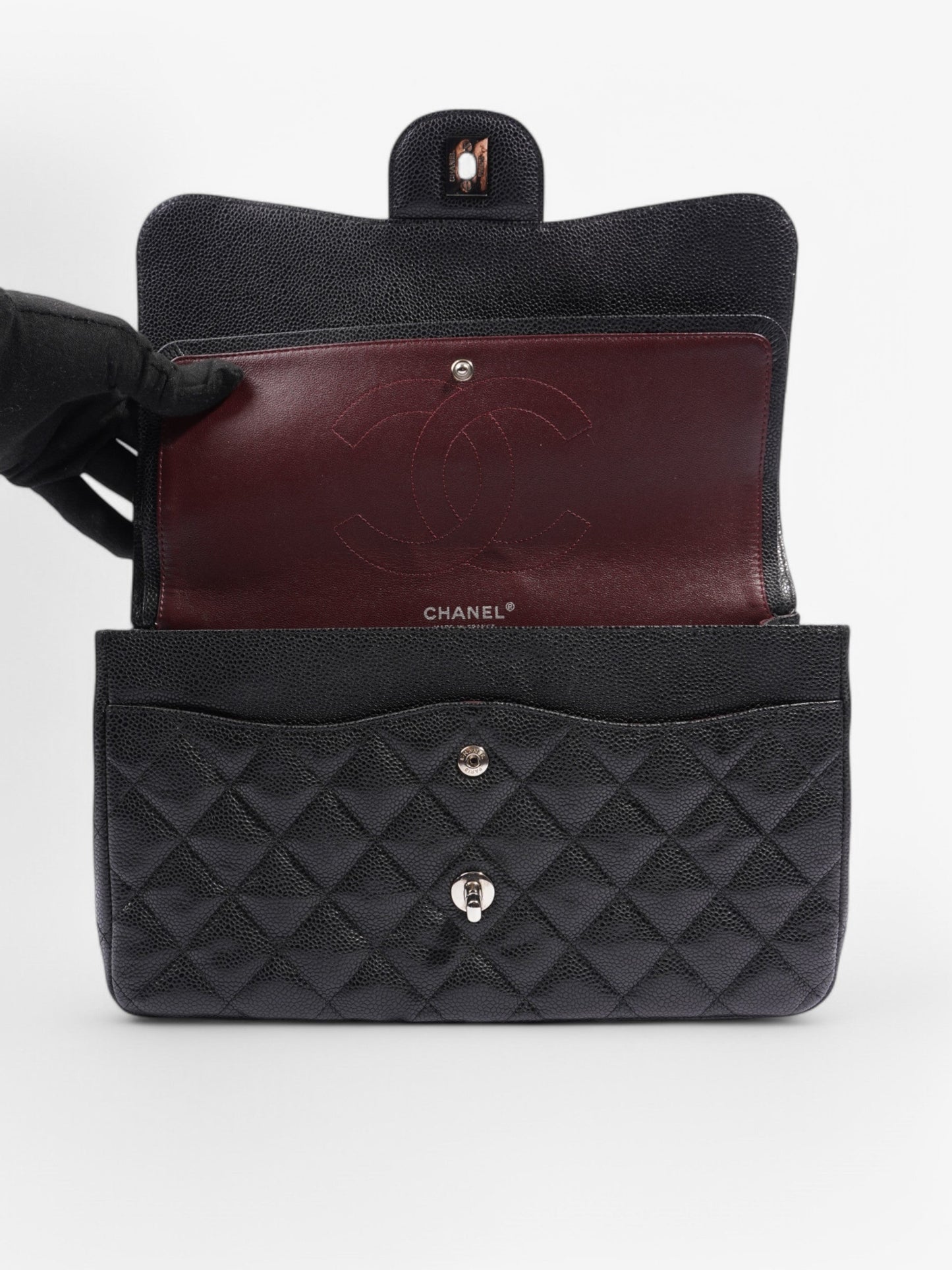 Chanel Classic Double Flap Black Caviar Leather Jumbo