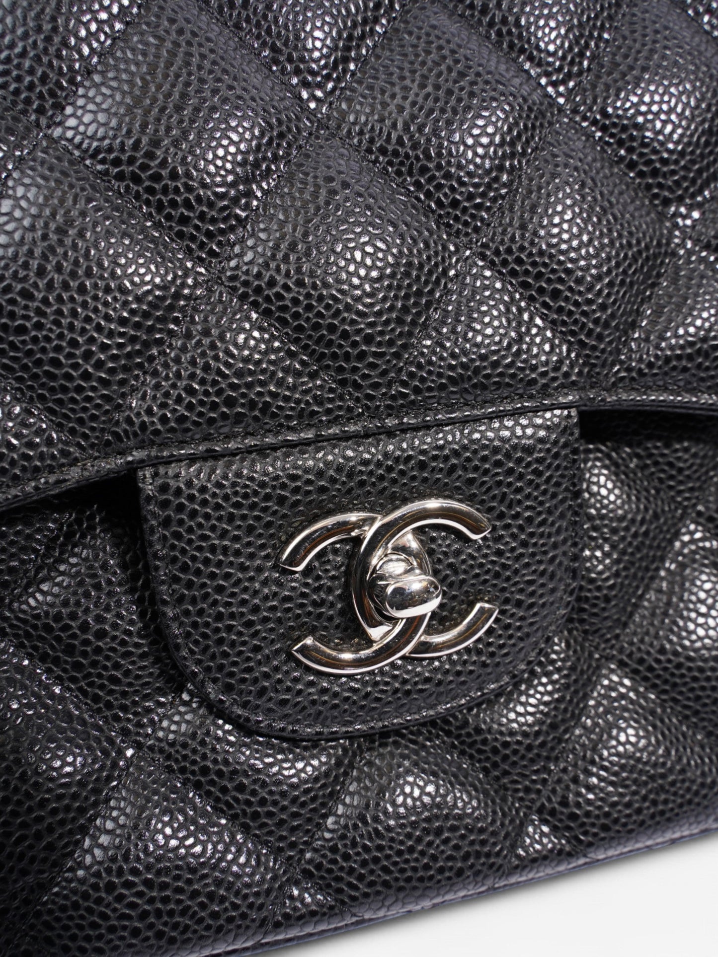 Chanel Classic Double Flap Black Caviar Leather Jumbo