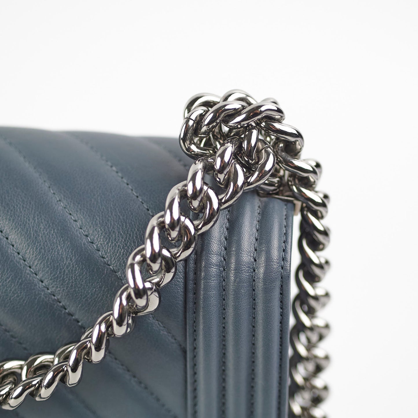 Chanel Old Medium Chevron Boy Grey