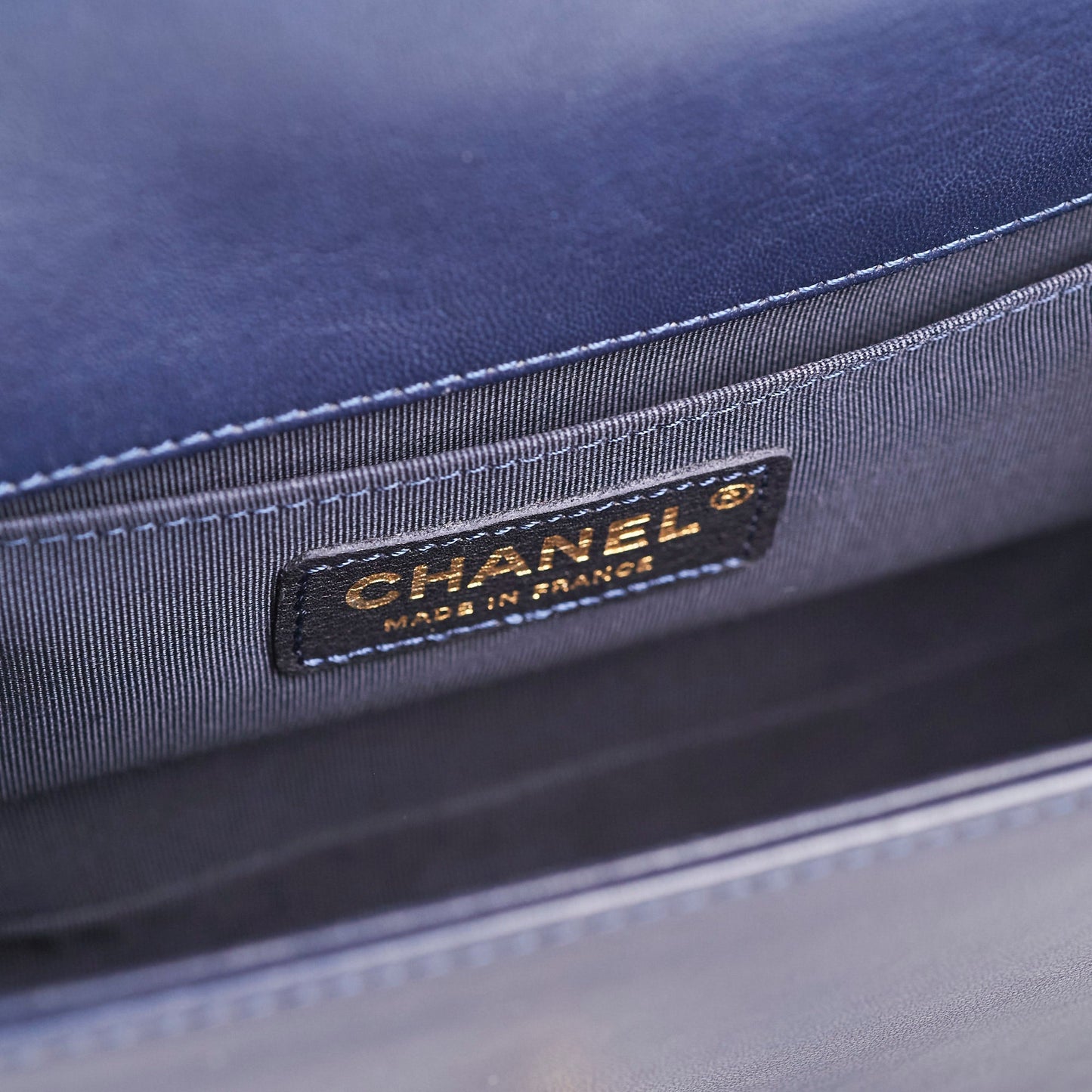 Chanel Old Medium Braided Reverso Boy Bag Navy