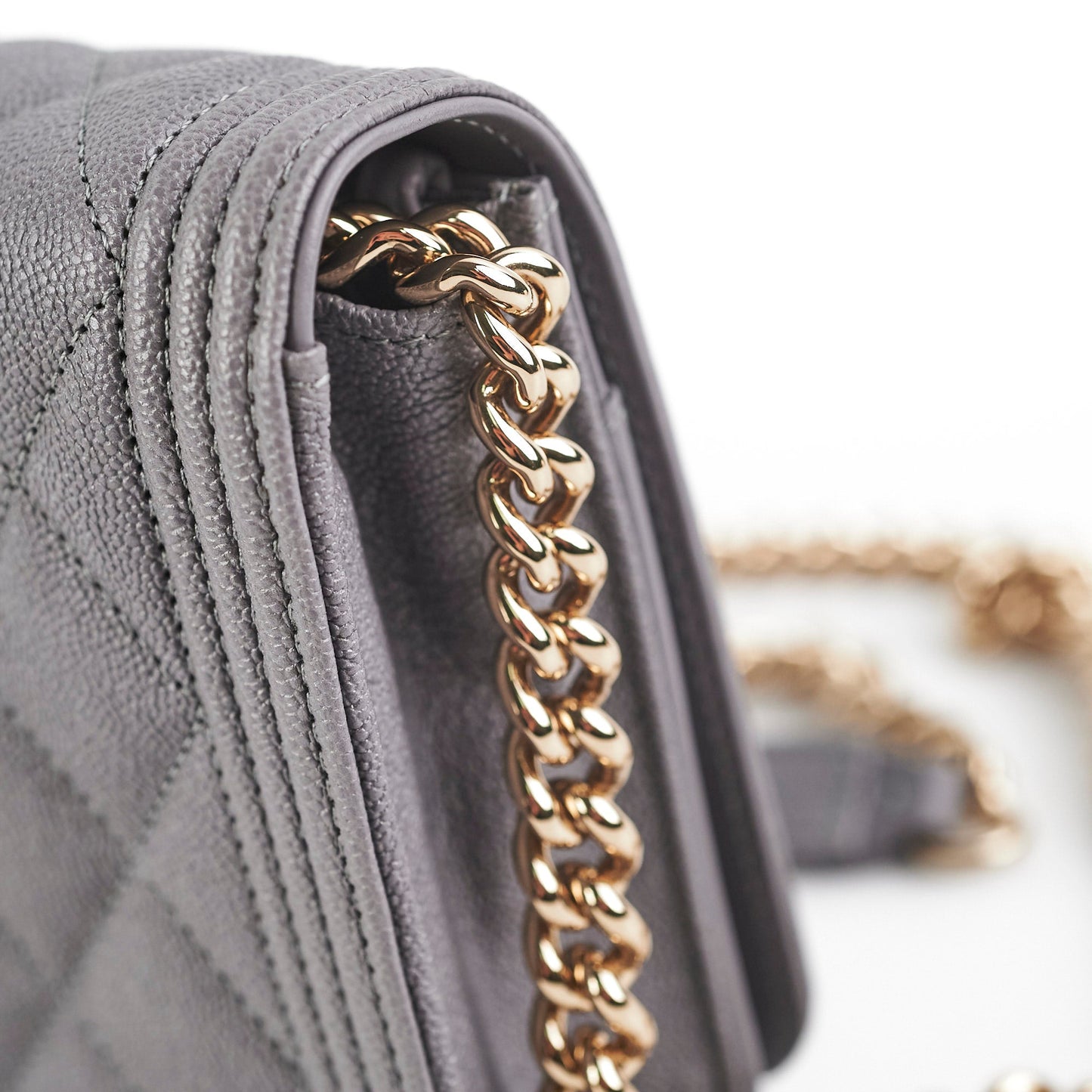 Deal of the Week - Chanel Boy Caviar Wallet On Chain Grey -30 Series