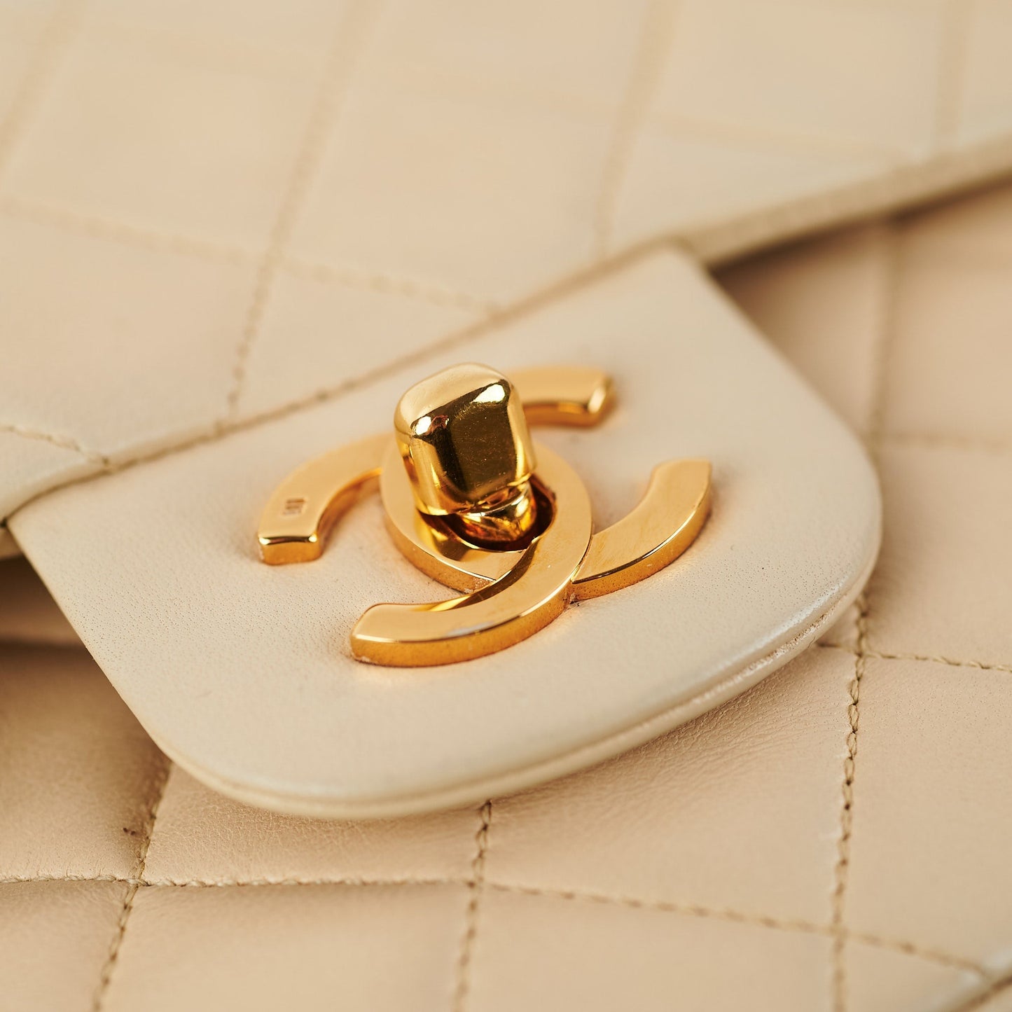Chanel Small  Double Flap Lambskin Beige