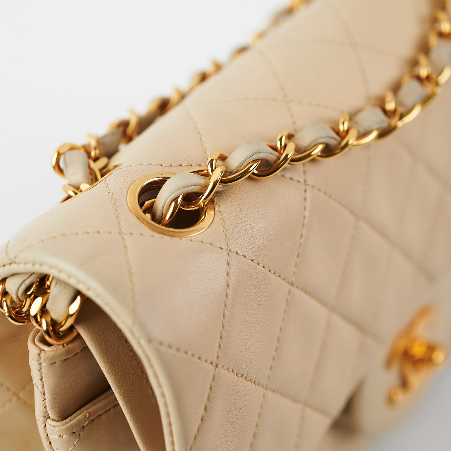 Chanel Small  Double Flap Lambskin Beige