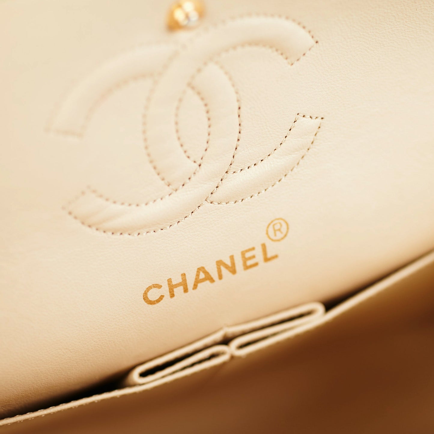 Chanel Small  Double Flap Lambskin Beige