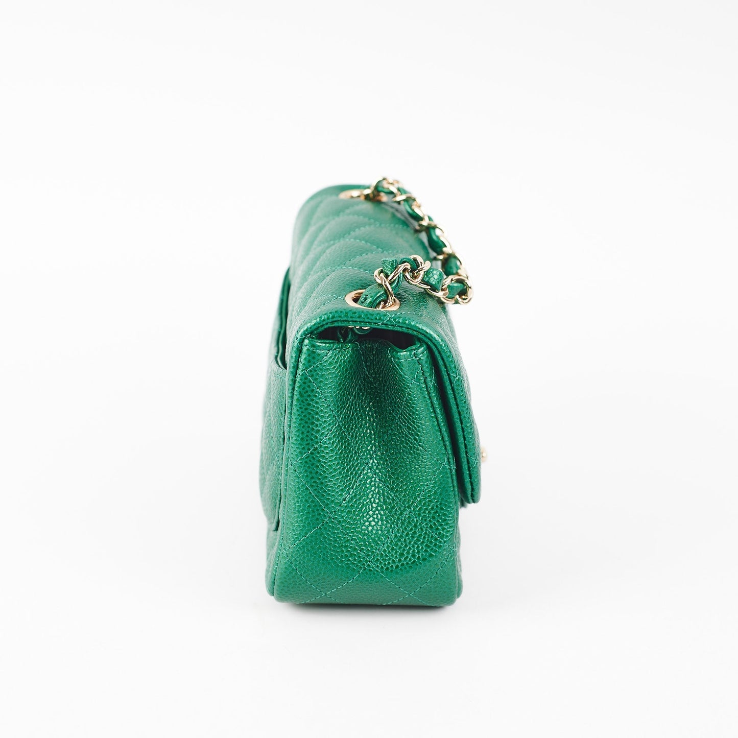 Chanel Quilted Caviar Mini Square 18S Emerald Green