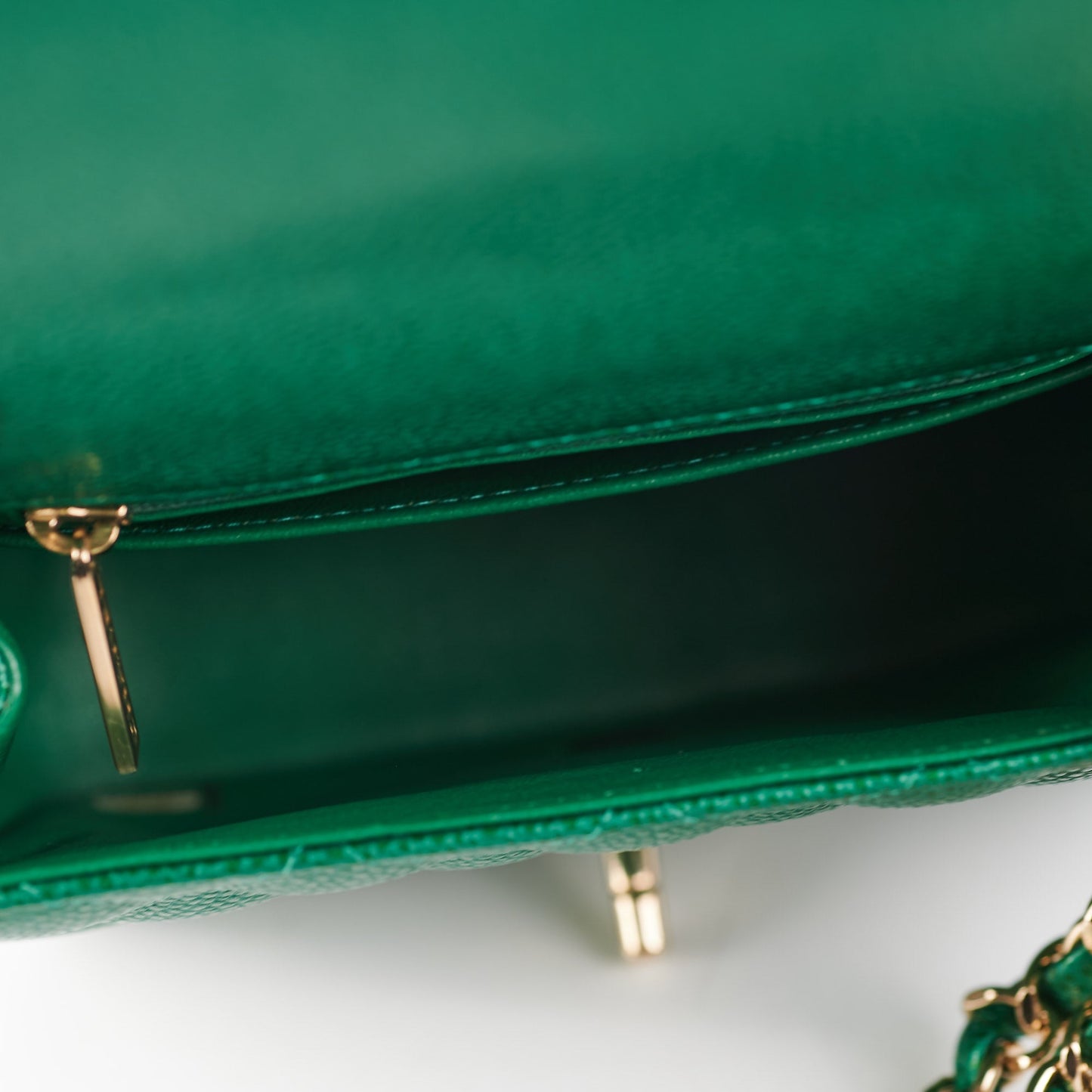 Chanel Quilted Caviar Mini Square 18S Emerald Green