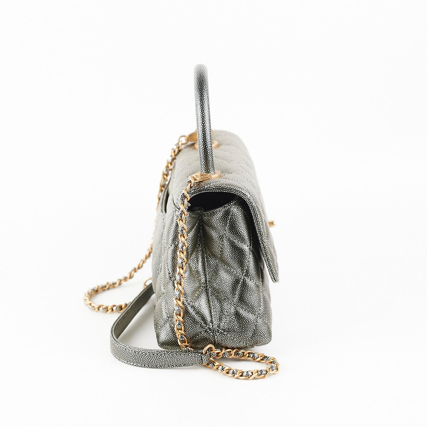 Chanel Small Coco Handle Metallic Silver