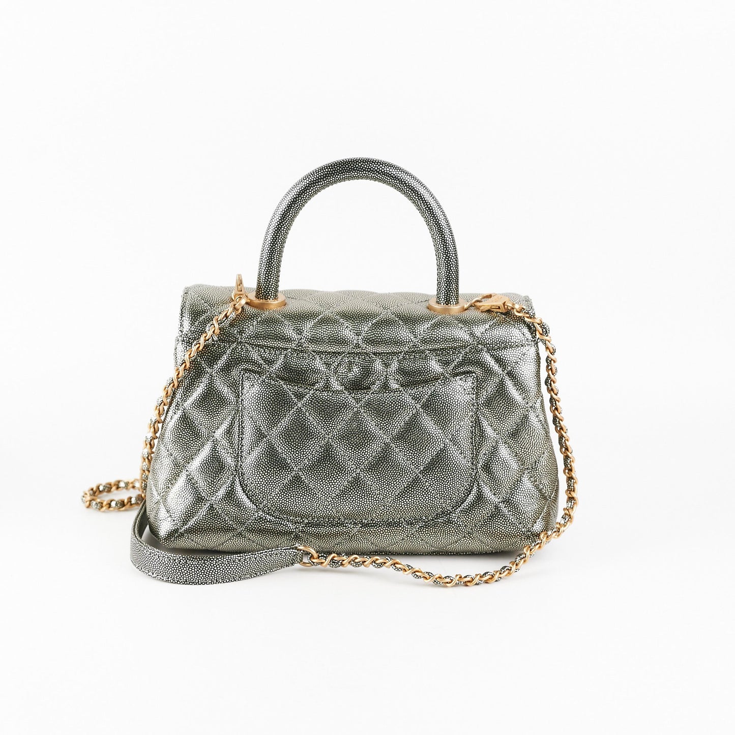 Chanel Small Coco Handle Metallic Silver