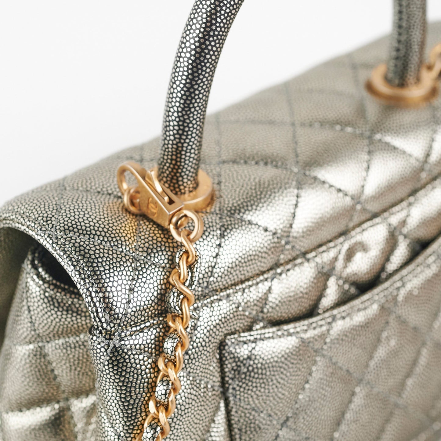 Chanel Small Coco Handle Metallic Silver
