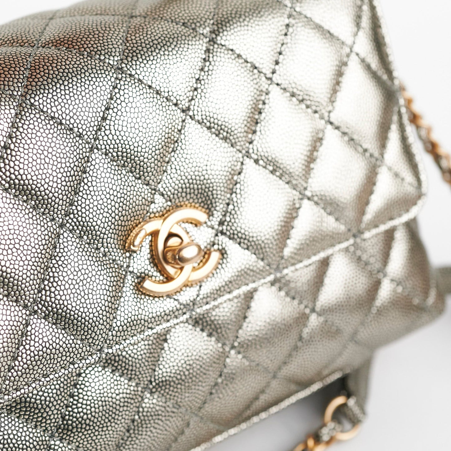Chanel Small Coco Handle Metallic Silver