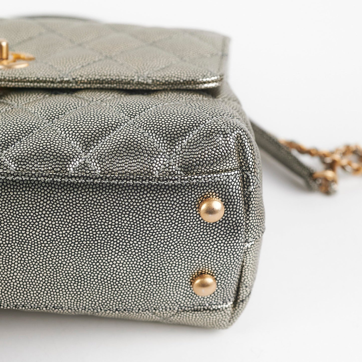 Chanel Small Coco Handle Metallic Silver