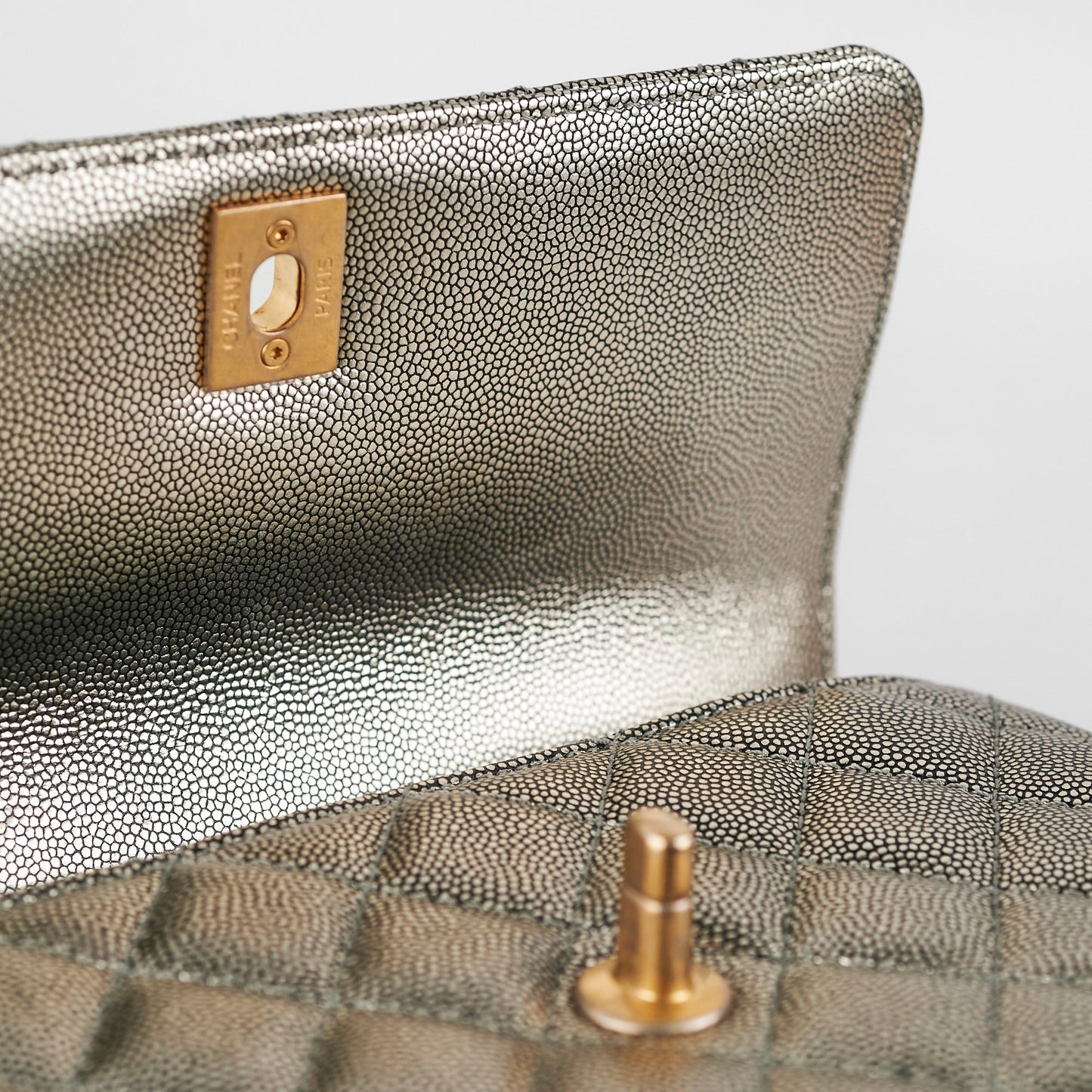 Chanel Small Coco Handle Metallic Silver