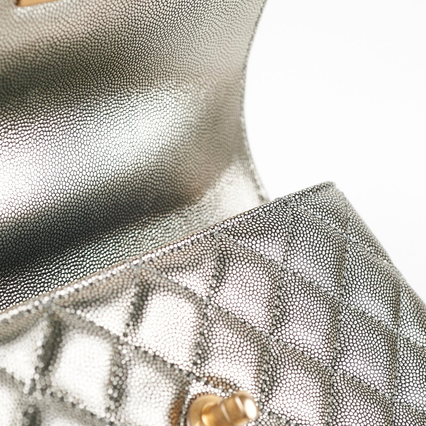 Chanel Small Coco Handle Metallic Silver