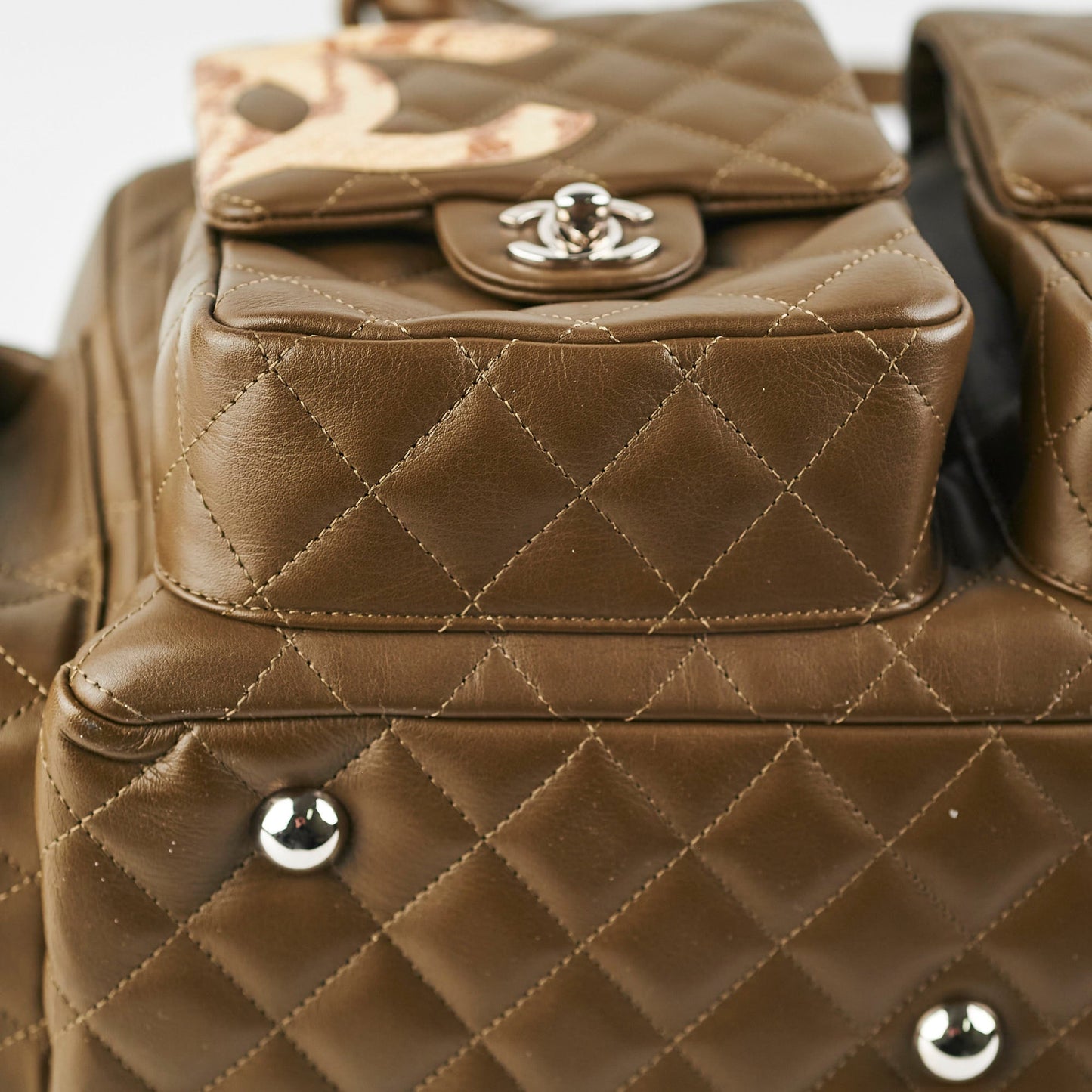 Chanel Cambon Lambskin Reporter Bag Khaki