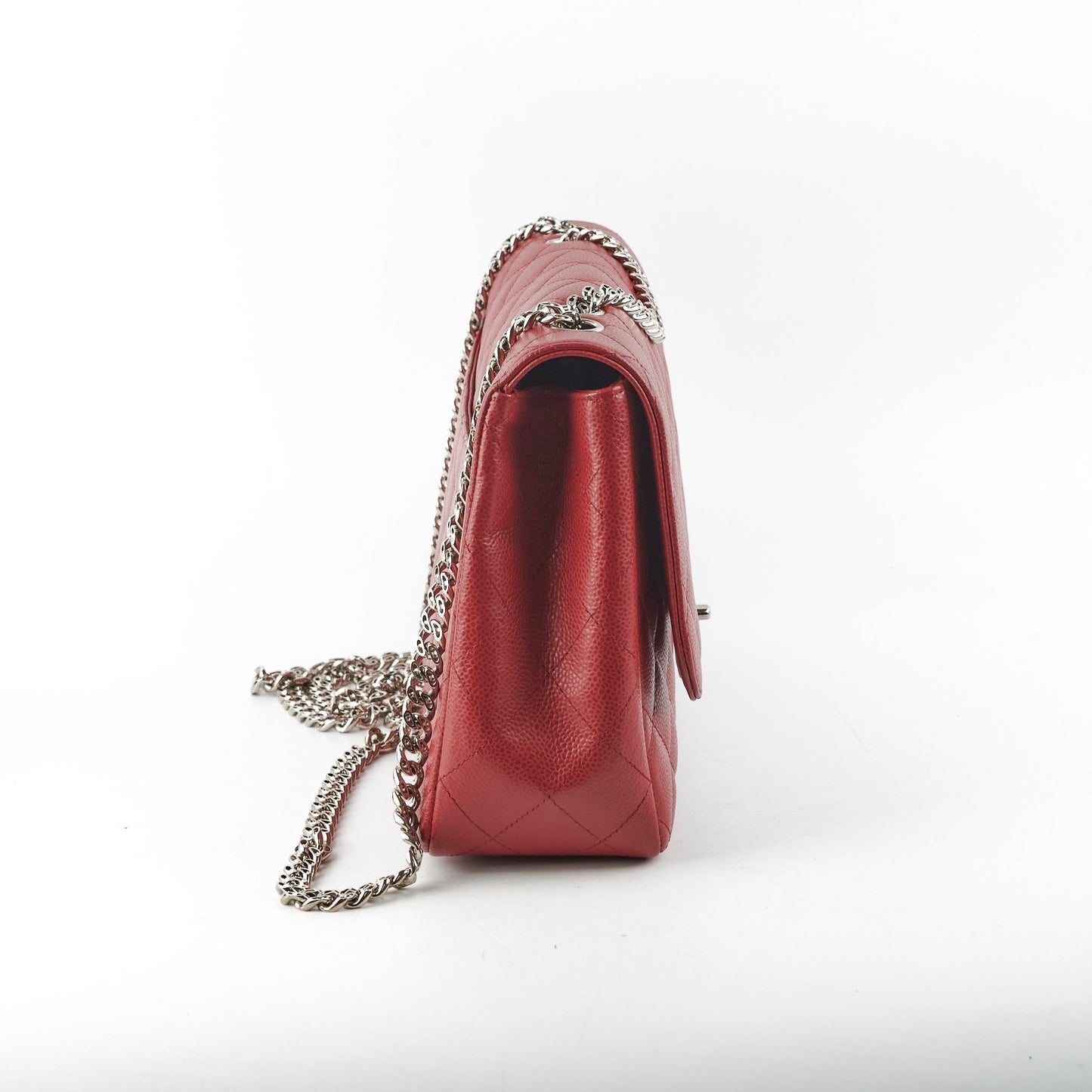 Chanel Classic Single Flap Jumbo Caviar Red - Series 11