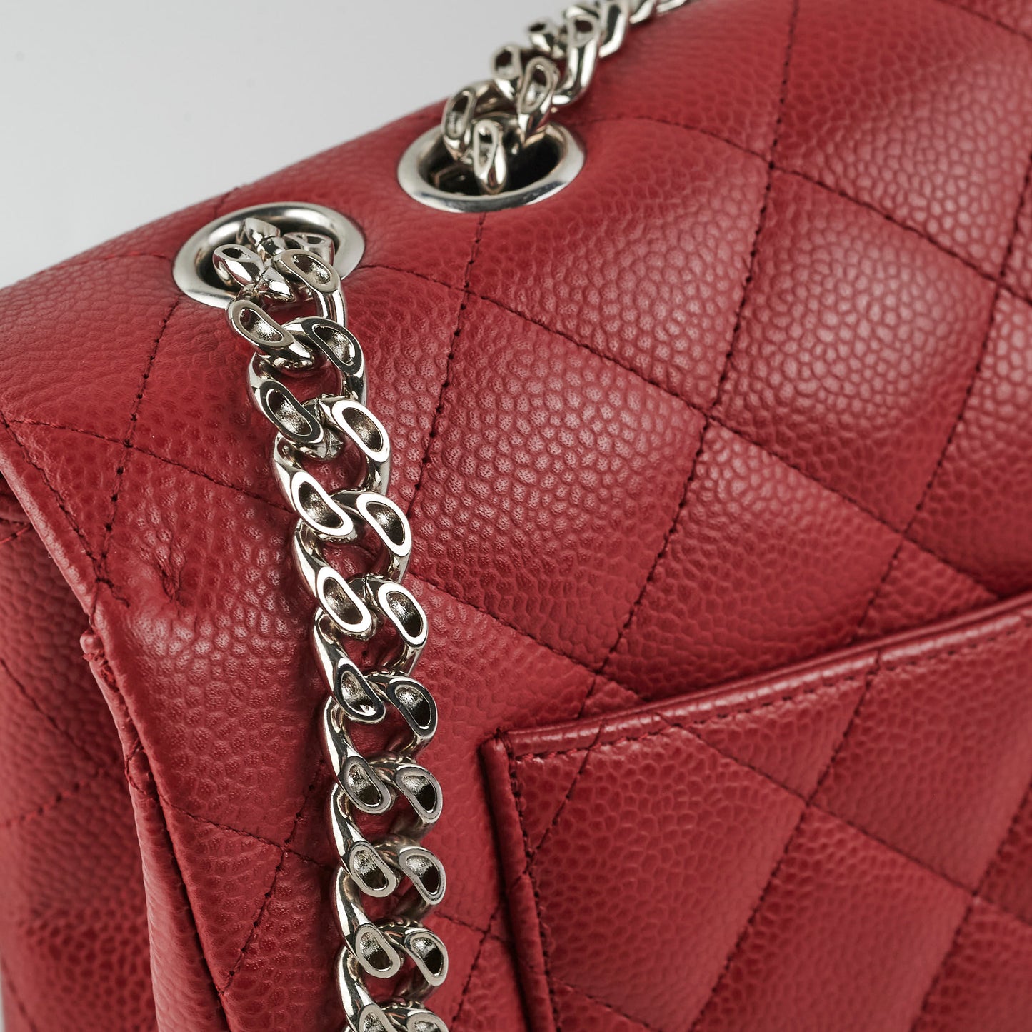 Chanel Classic Single Flap Jumbo Caviar Red - Series 11