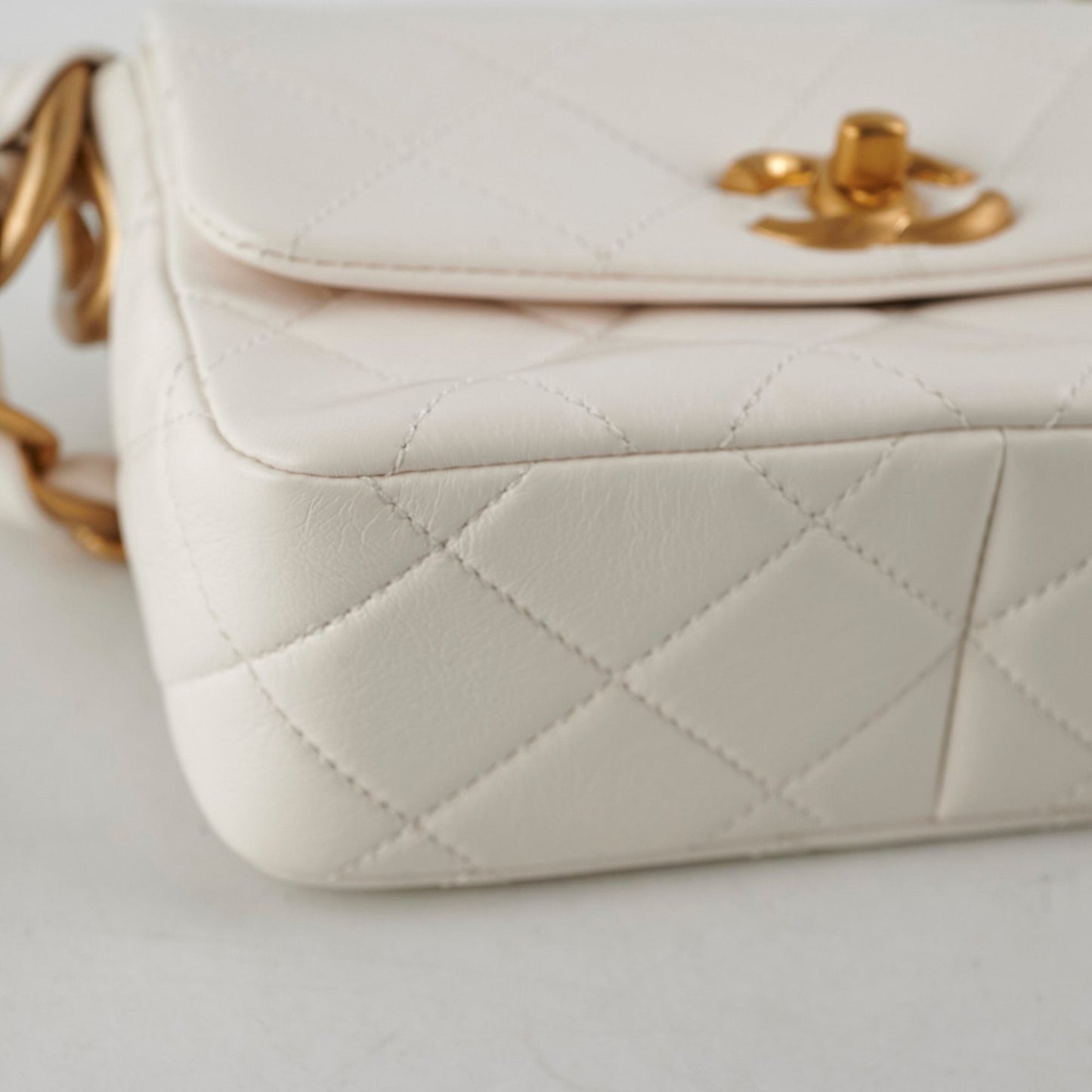 Chanel Seasonal Calfskin Shoulder Bag White