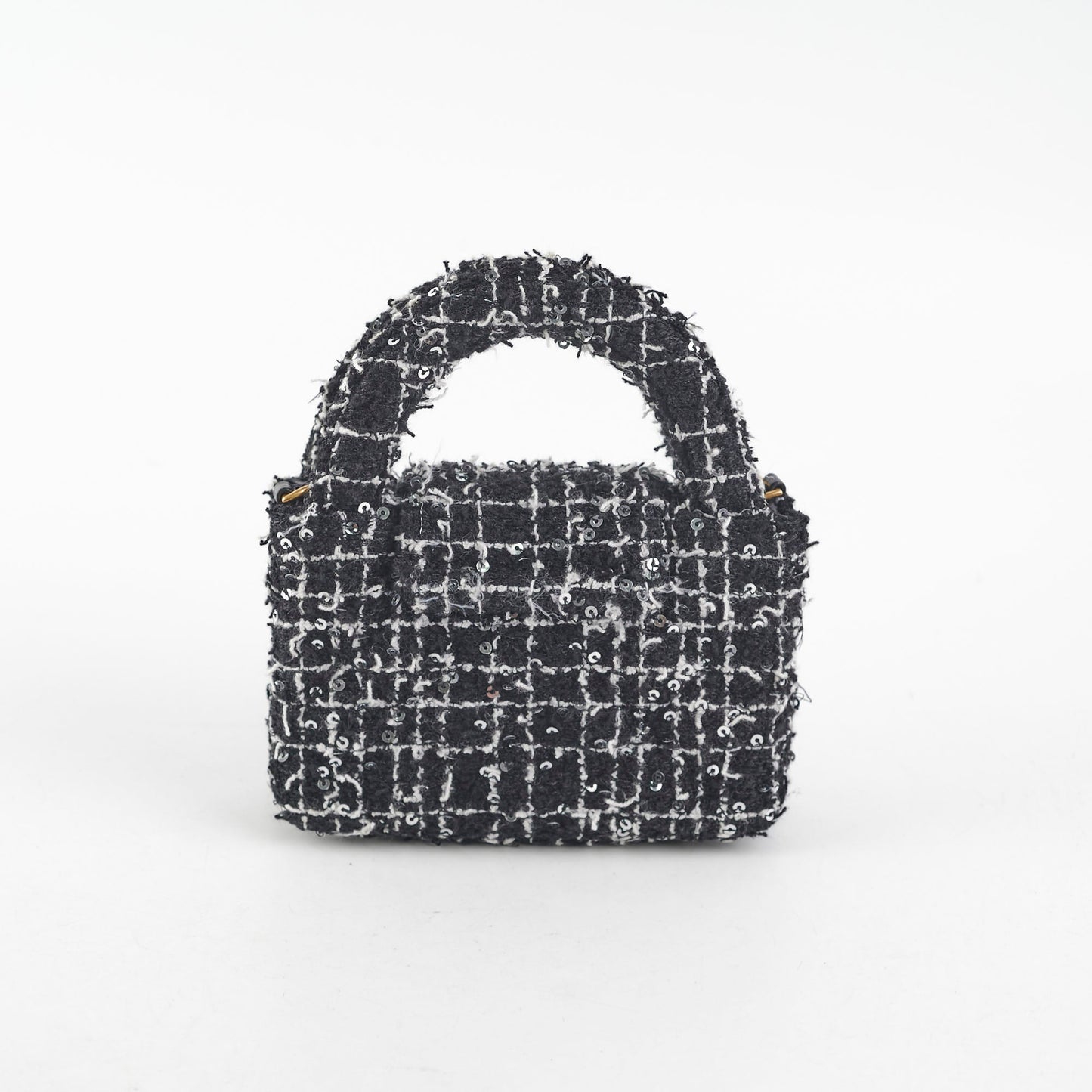 Chanel Nano Kelly Microchip Tweed Black/White