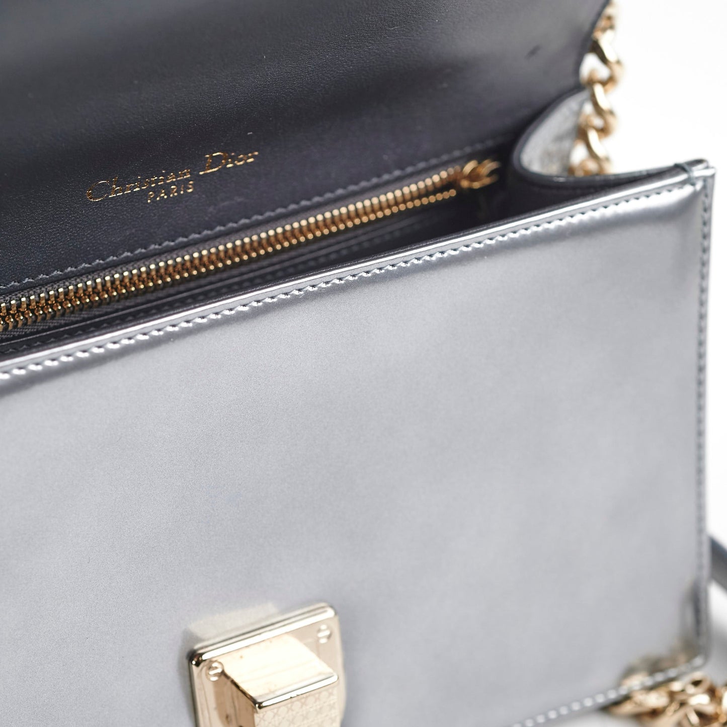 Christian Dior Micro Cannage Medum Diorama Metallic Silver