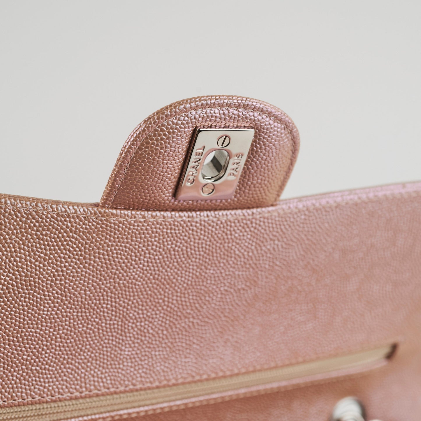 Chanel Medium Classic Double Flap Iridesent Rose Gold 18B