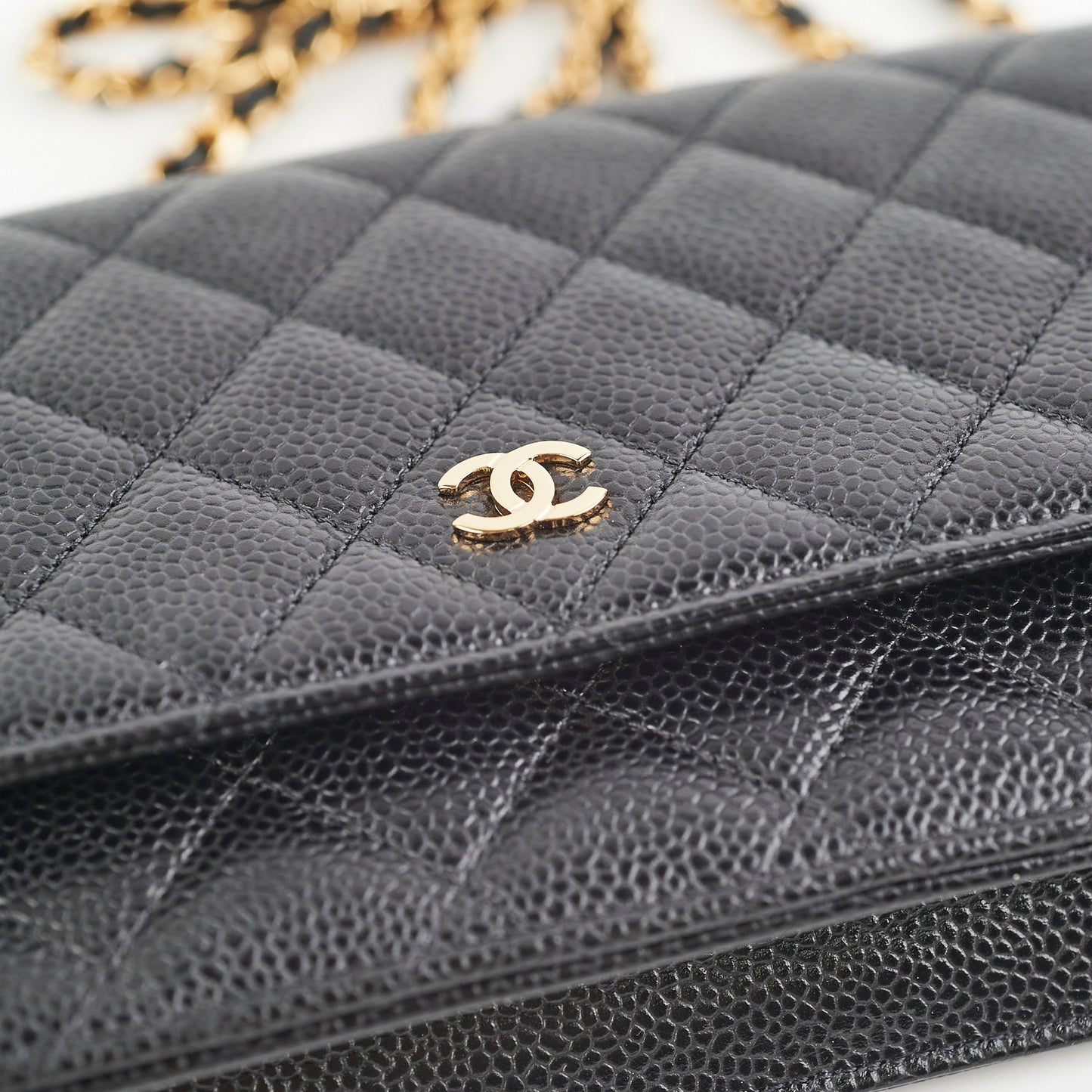 Chanel Caviar Wallet On Chain Black