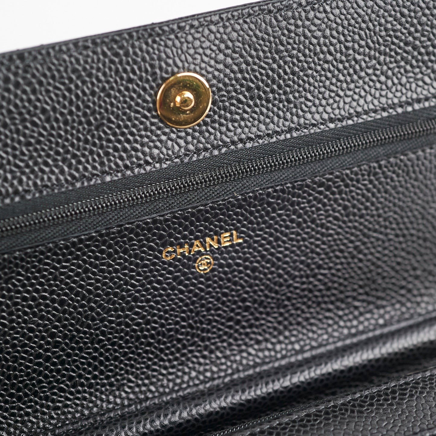 Chanel Caviar Wallet On Chain Black