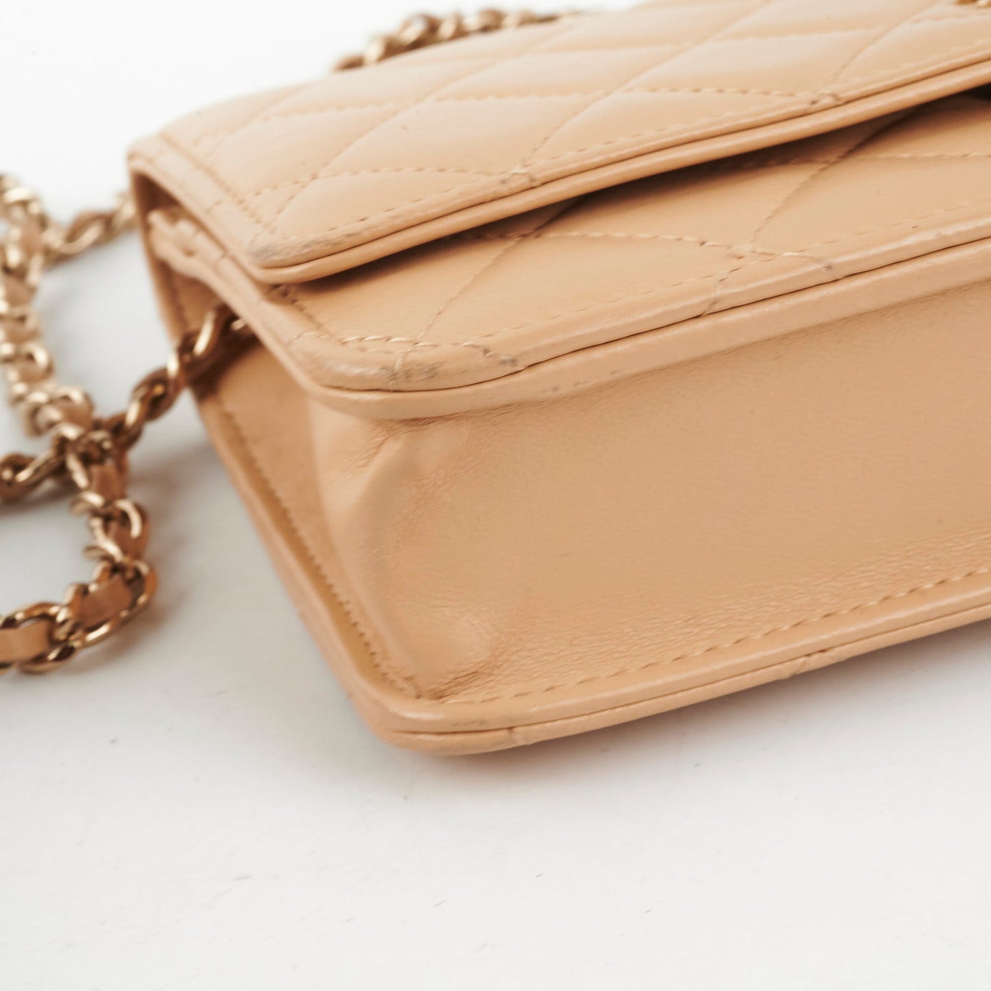 Chanel Lambskin Beige Wallet On Chain WOC