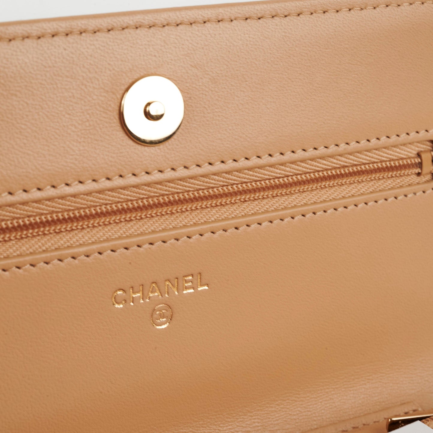Chanel Lambskin Beige Wallet On Chain WOC