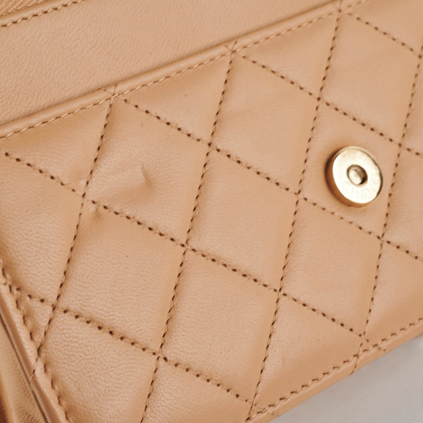 Chanel Lambskin Beige Wallet On Chain WOC