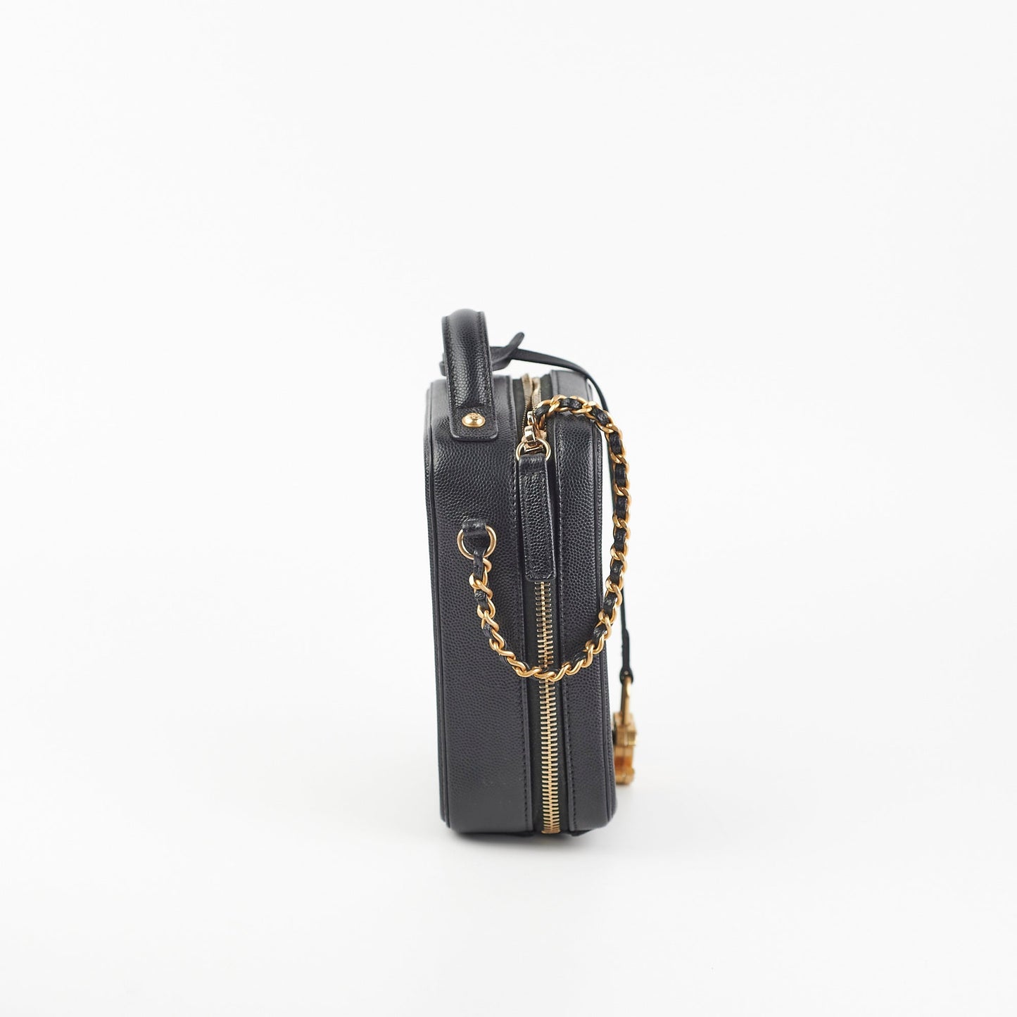 Chanel Caviar CC Filigree Vertical Vanity Case Bag Black