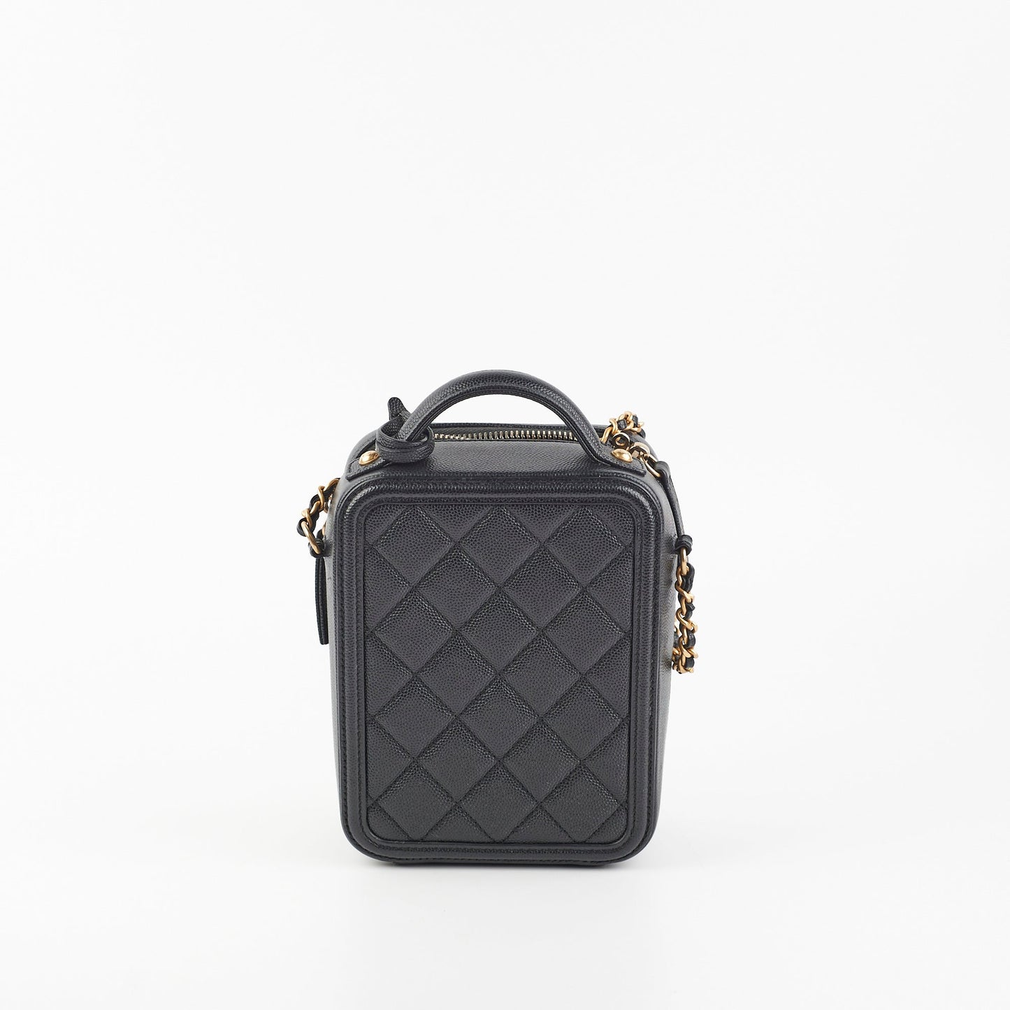 Chanel Caviar CC Filigree Vertical Vanity Case Bag Black
