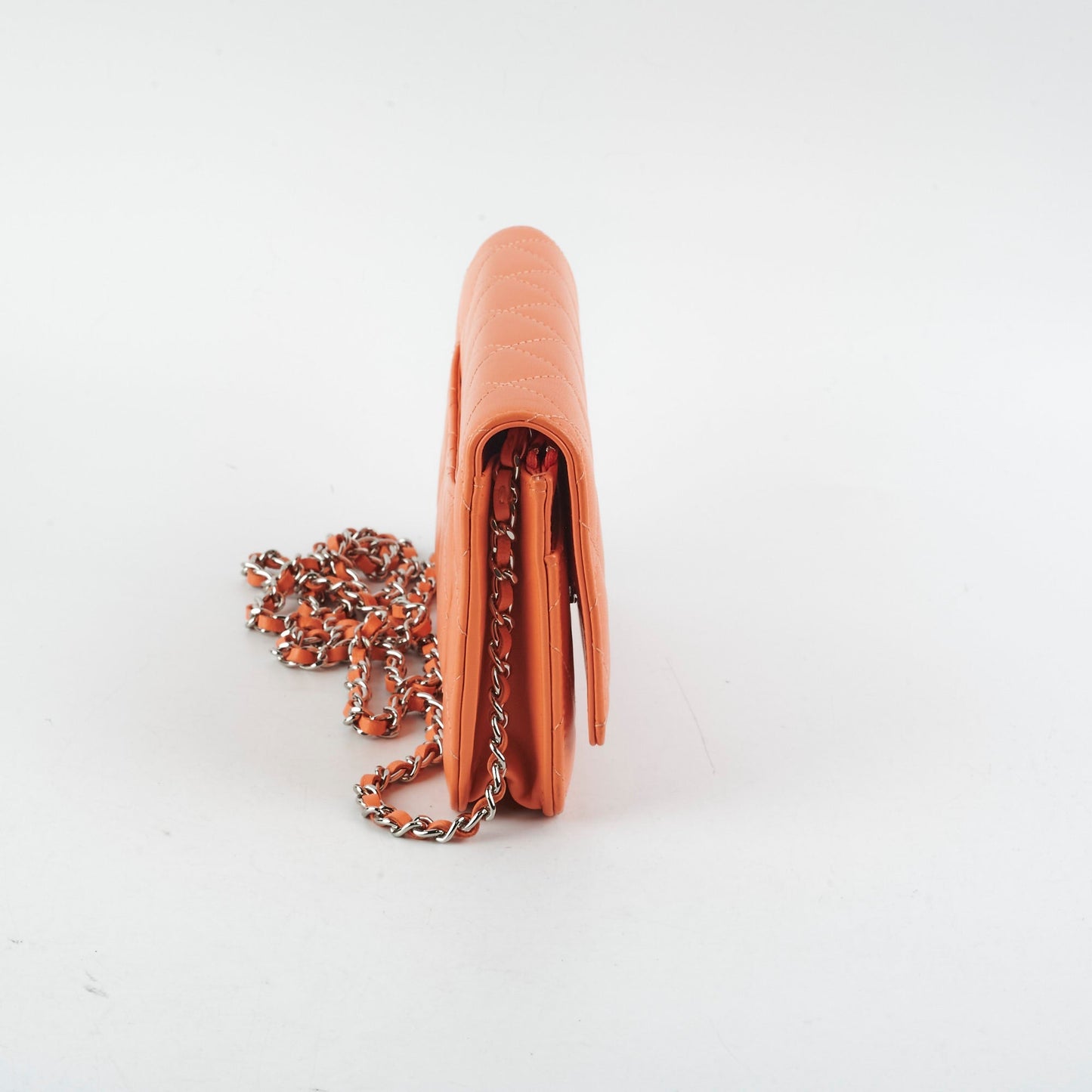 Chanel Lambskin Coral Wallet On Chain WOC