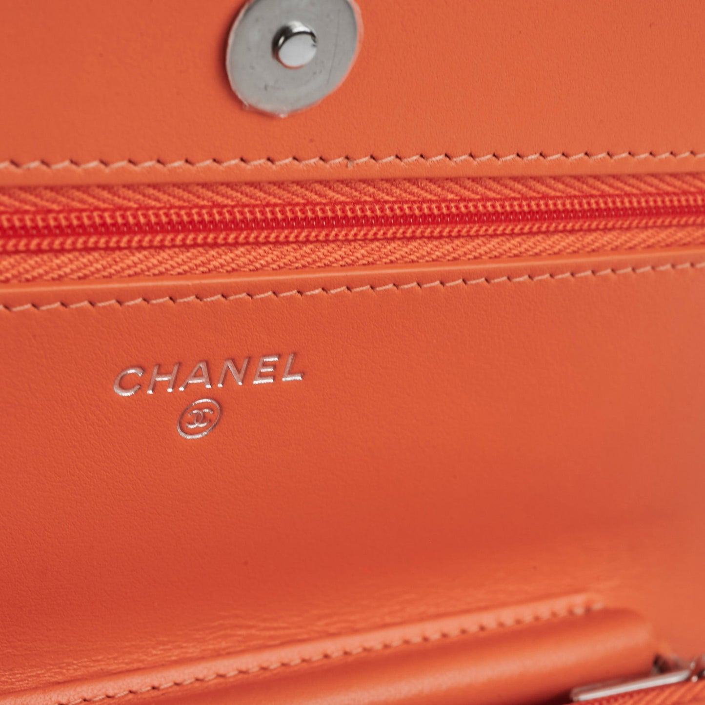 Chanel Lambskin Coral Wallet On Chain WOC
