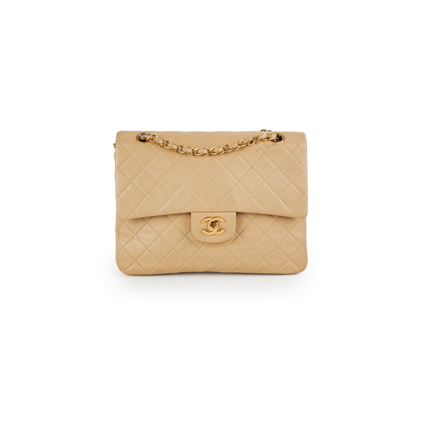 Chanel  Square Double Flap Beige Lambskin - Series 1