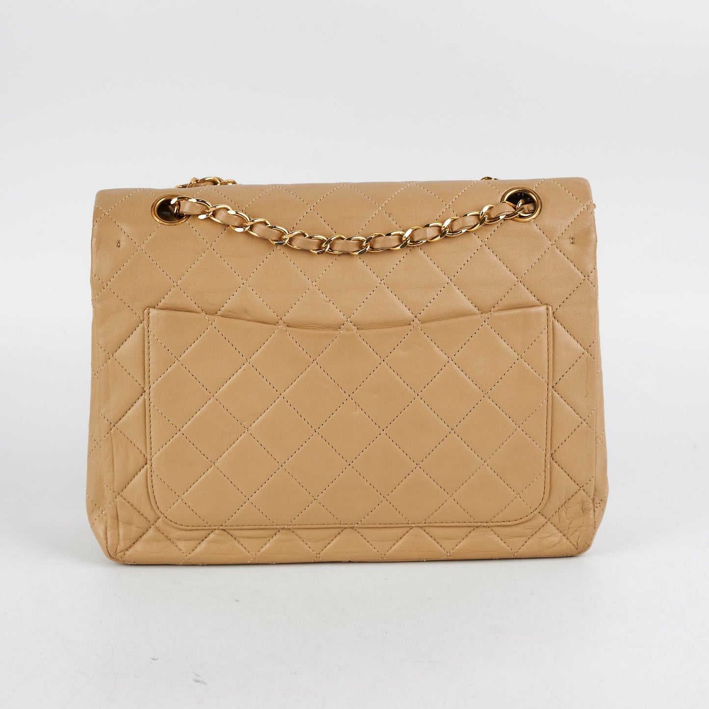 Chanel  Square Double Flap Beige Lambskin - Series 1