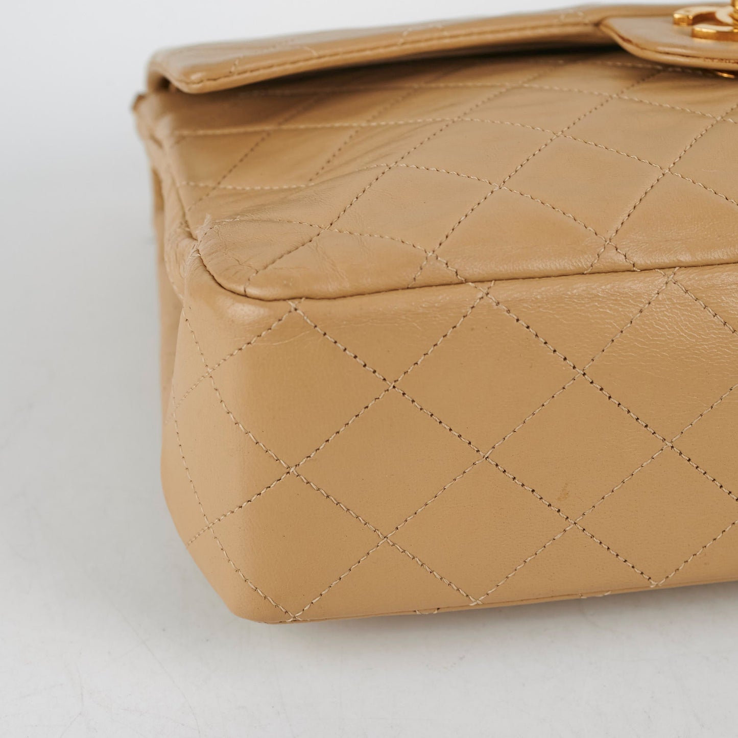 Chanel  Square Double Flap Beige Lambskin - Series 1