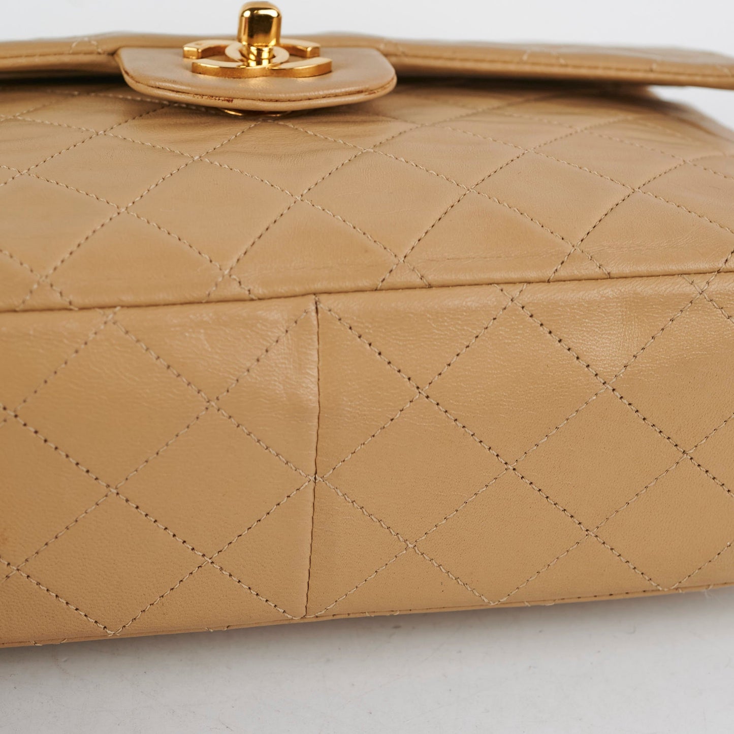 Chanel  Square Double Flap Beige Lambskin - Series 1