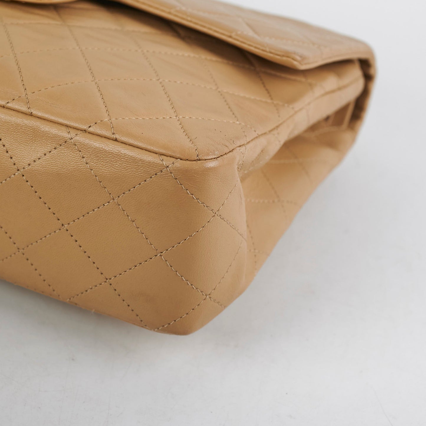 Chanel  Square Double Flap Beige Lambskin - Series 1