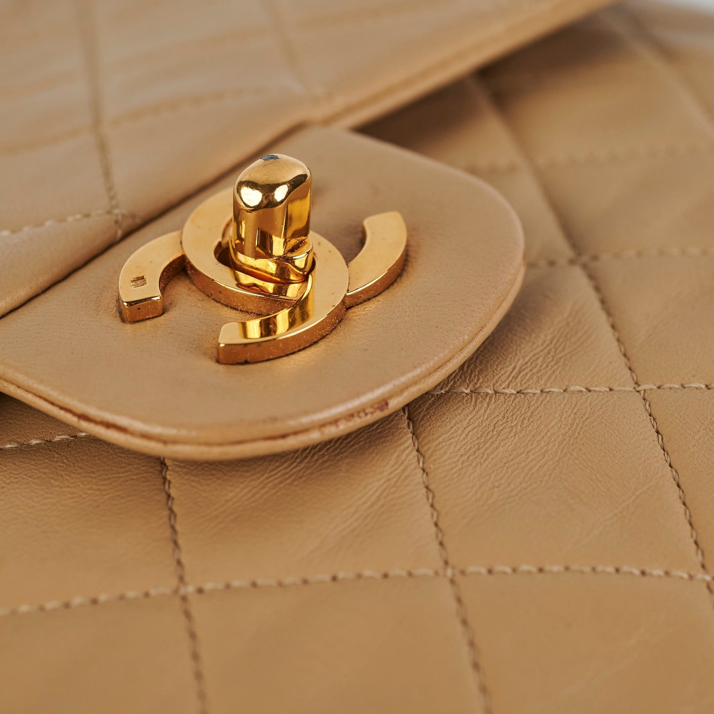 Chanel  Square Double Flap Beige Lambskin - Series 1
