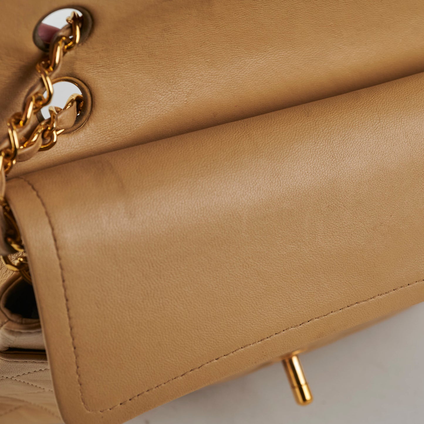 Chanel  Square Double Flap Beige Lambskin - Series 1