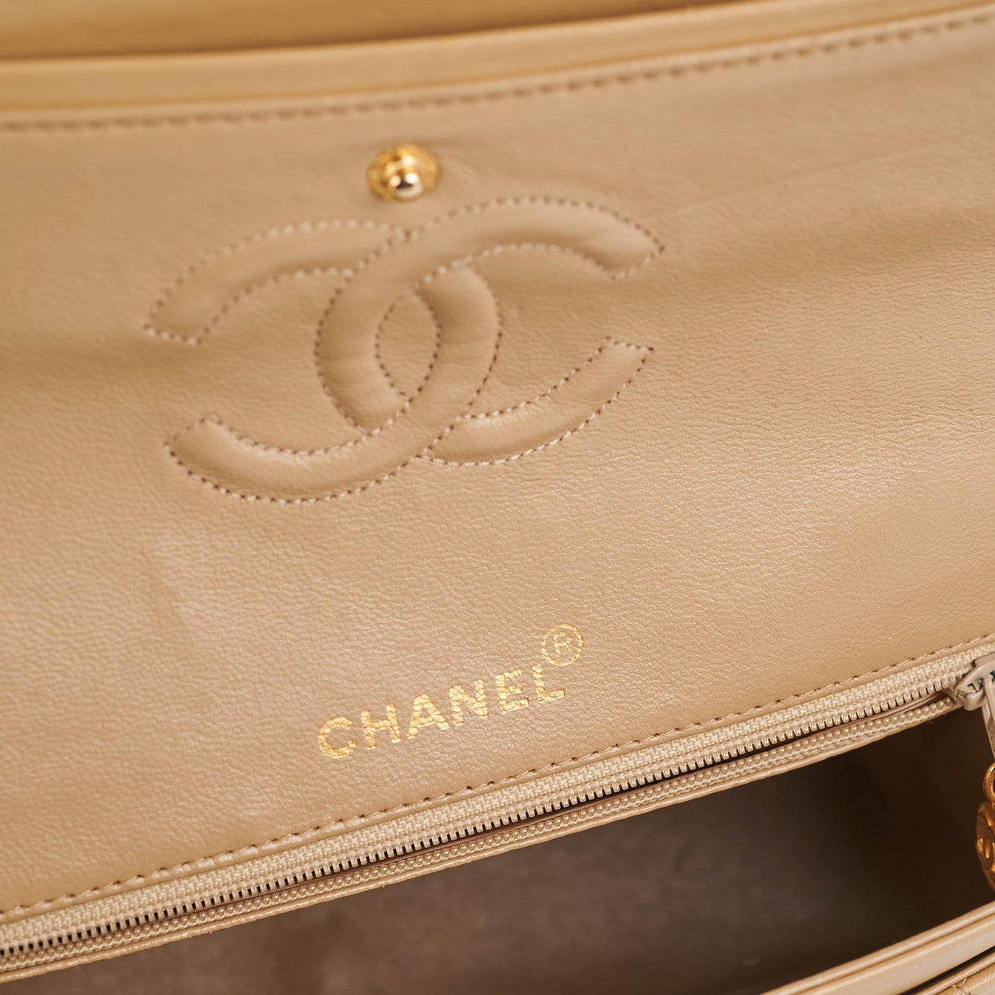Chanel  Square Double Flap Beige Lambskin - Series 1