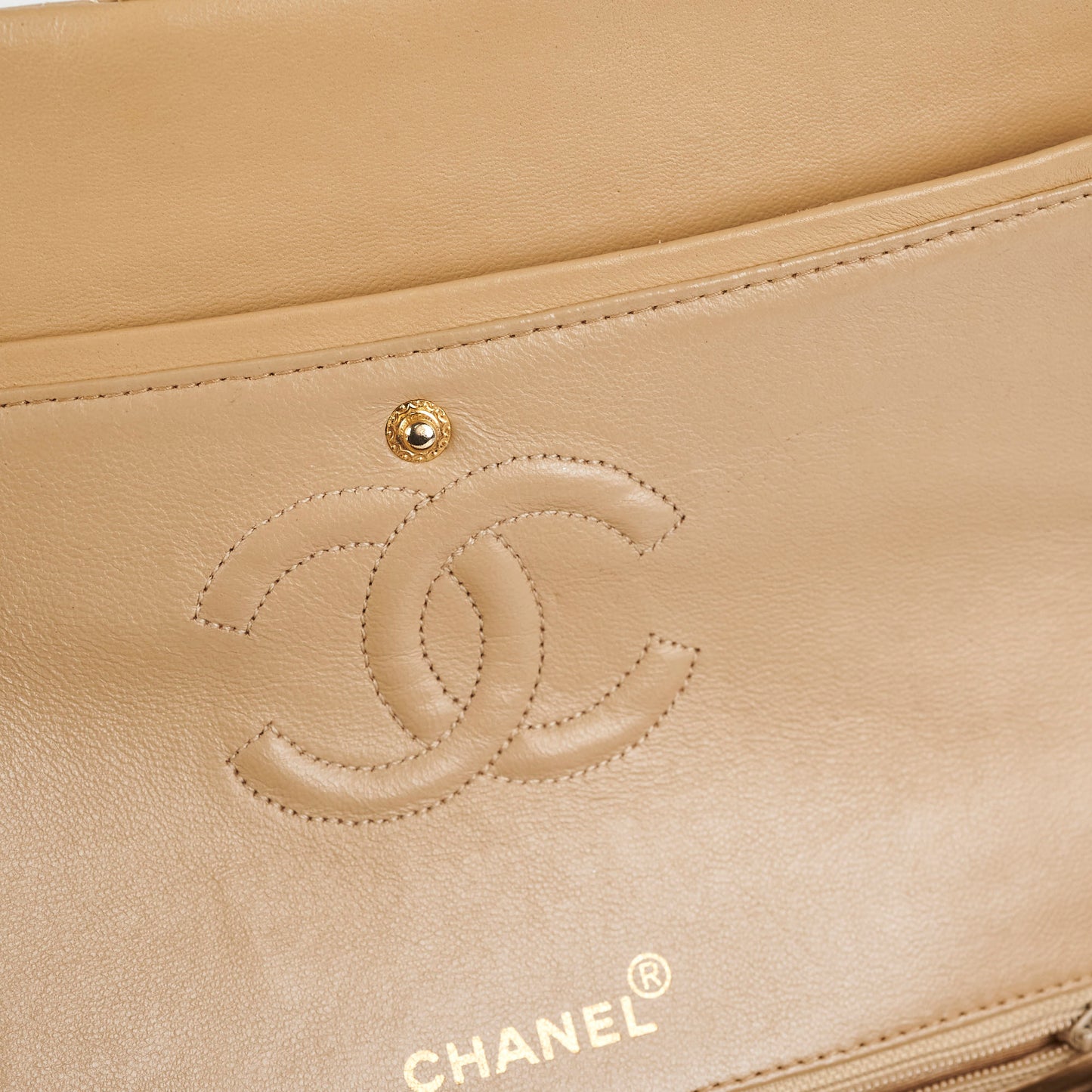 Chanel  Square Double Flap Beige Lambskin - Series 1