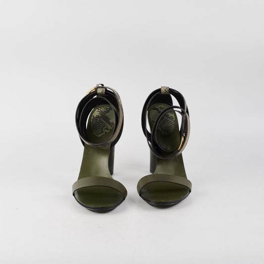 Gucci Snakeskin Strap Heels Green Size 41