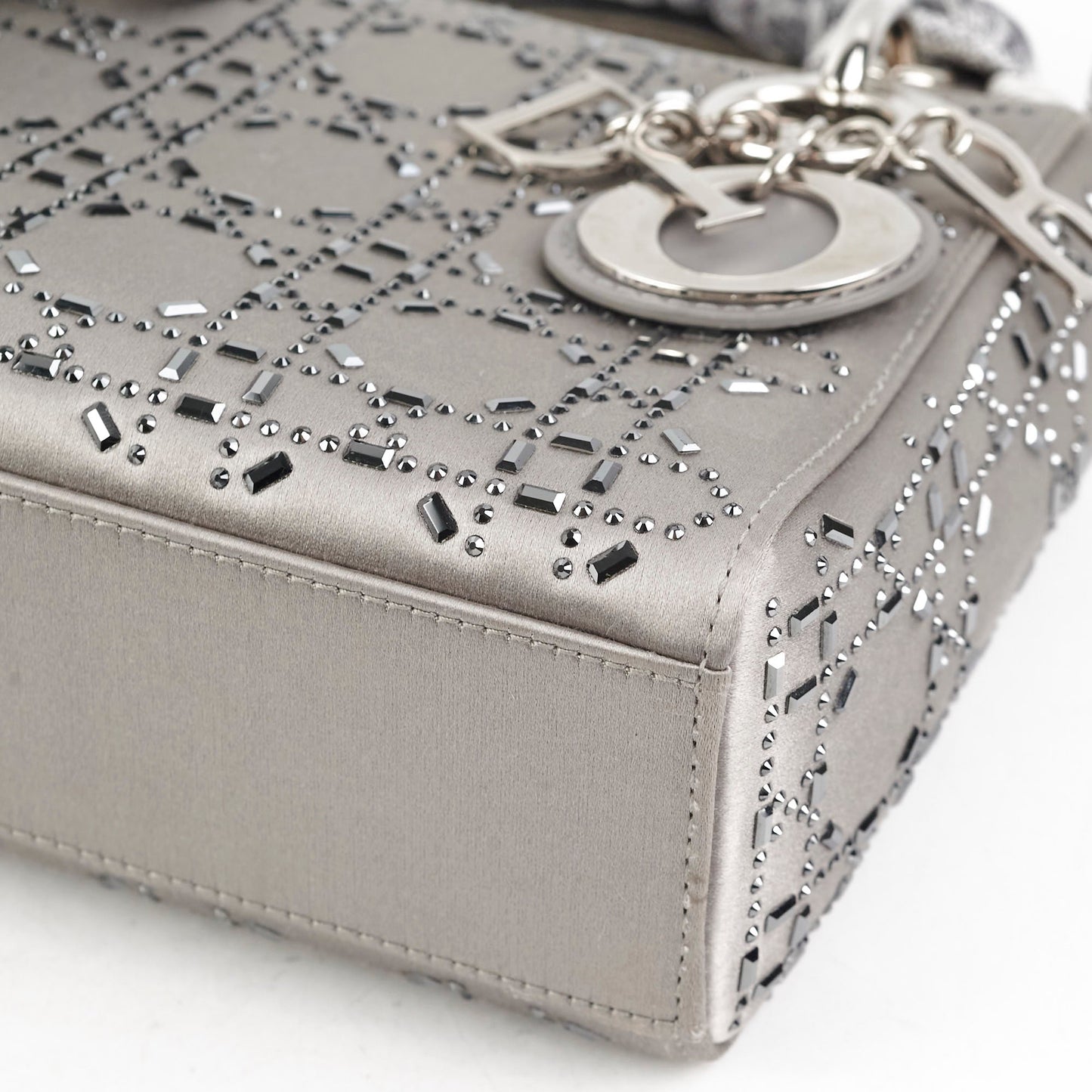 Christian Dior Mini Lady Dior Satin Grey
